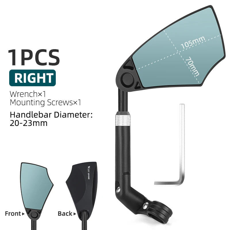 🔥 360° Rotatable Bike Rearview Mirror – Wide Angle Safety Mirror for Road & Mountain Bikes (Universal Handlebar Fit)