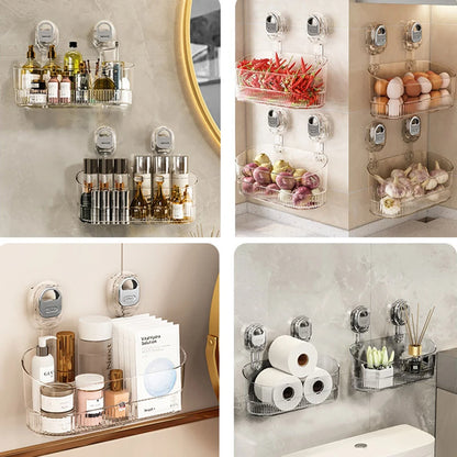 🔥 Drill-Free Vacuum Storage Rack – Quick-Dry, Compact & Multi-Purpose Shelf for Kitchen & Bathroom