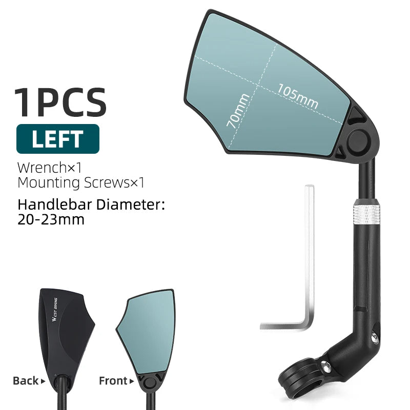 🔥 360° Rotatable Bike Rearview Mirror – Wide Angle Safety Mirror for Road & Mountain Bikes (Universal Handlebar Fit)