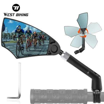 🔥 360° Rotatable Bike Rearview Mirror – Wide Angle Safety Mirror for Road & Mountain Bikes (Universal Handlebar Fit)