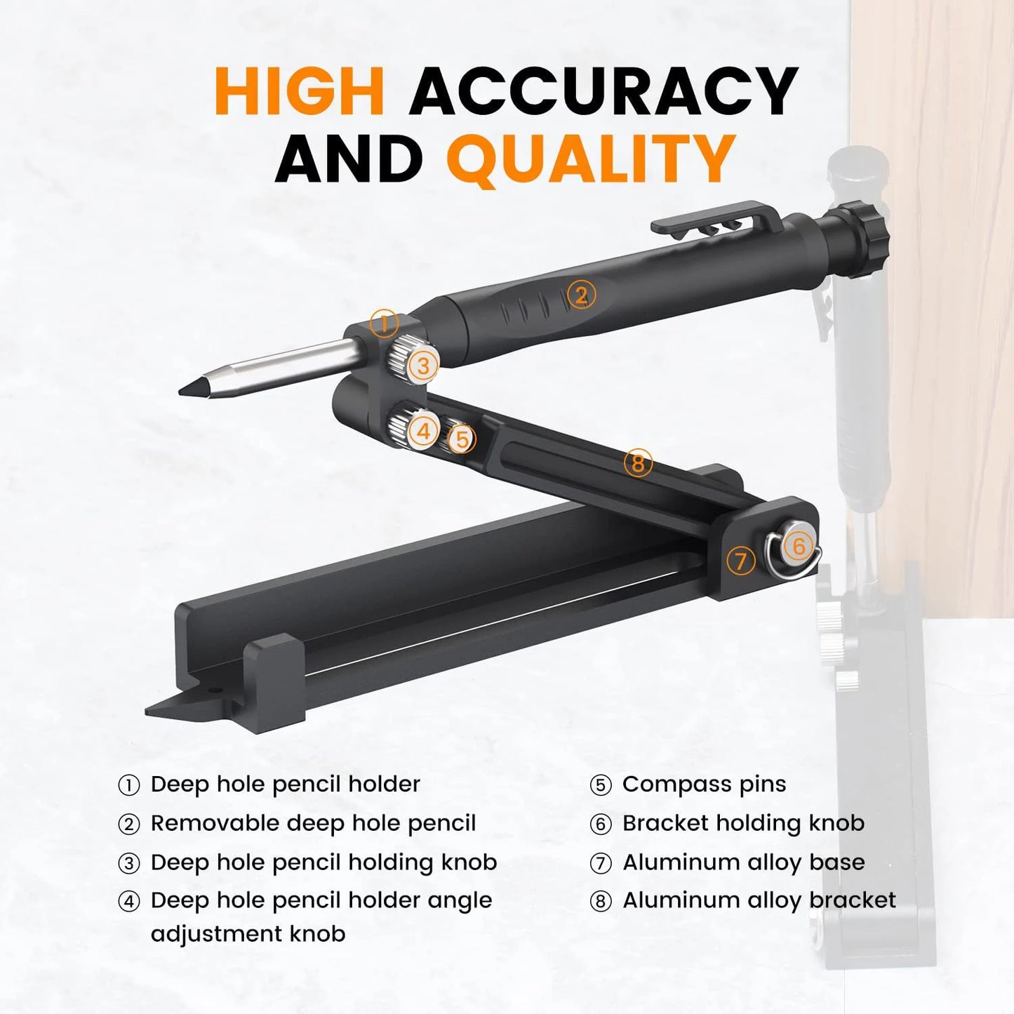 Multifunctional Adjustable Marking Tool – Precision Aluminum Alloy Measuring Tool for Woodworking & DIY Projects